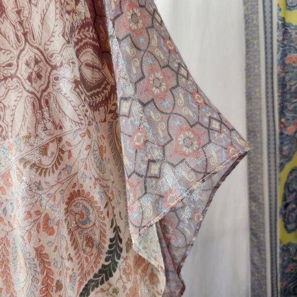 Shimmer Lightweight Long Rectangle Bathing Suit Wrap Cardigan Bathing Size M/L - Picture 3 of 7